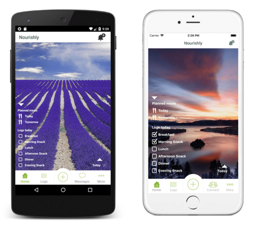 Nourishly app screen examples
